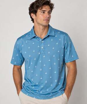 FootJoy Athletic Fit Golf Polo Size L Blue Flag Print